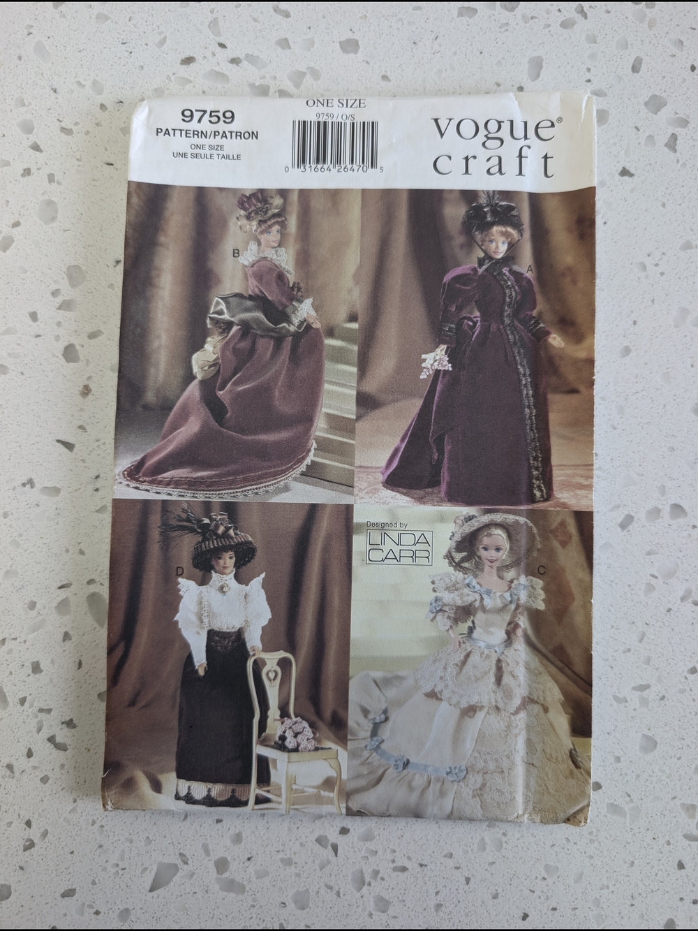 Vintage Vogue Craft 9759 Barbie Doll Dress Pattern - Plum & Ivory Ensembles
